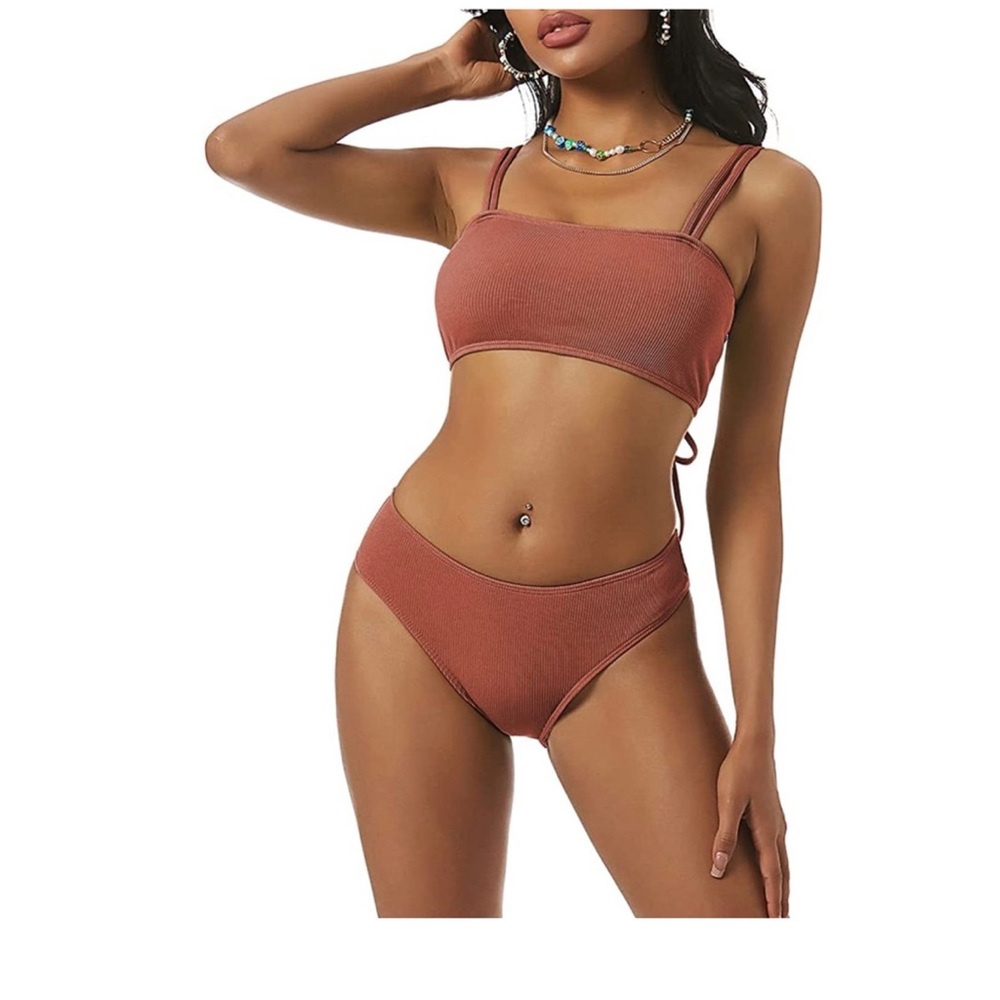 Cherry red Ribbed bikini